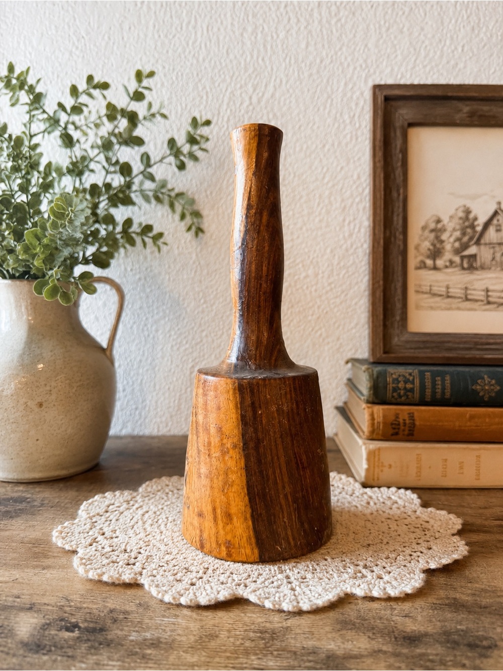Vintage Turned Wooden Butter Paddle / Butter Print Mold